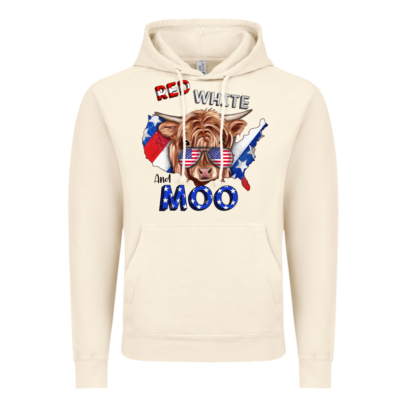 Red White And Moo Cow Vintage Hoodie by RanaPortraitStore | Teevron