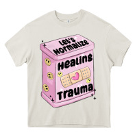 Cream let's normalize healing trauma Heavy Core Tee - MaliasSmallBusiness
