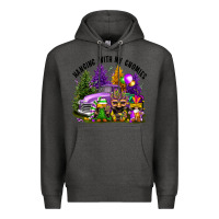 Charcoal Heather mardi gras hanging with my gnomies Premium Hoodie - FaDigitalArtStudio