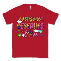 Red everyone deserves love Classic Tee - Artiststas