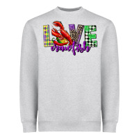 Heather Grey love crawfish mardi gras Heavyweight Sweatshirt - CowGirlArtShop