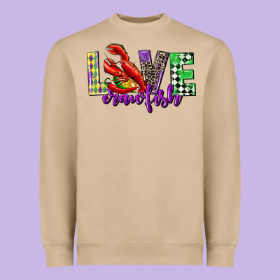 Love Crawfish Mardi Gras Heavyweight Sweatshirt Designed By Cowgirlartshop