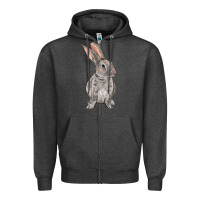 Charcoal Heather Easter bunny Zipper Hoodie - OliviaCreatesArt