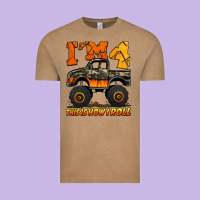 I'm Four This Is How I Roll Monster Truck Birthday Vintage Tee Designed By Jasminsmagicworld