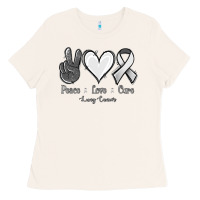 Bone Peace Love Cure Lung Cancer Ladies Tee - Jasminsmagicworld