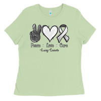 Matcha Peace Love Cure Lung Cancer Ladies Tee - Jasminsmagicworld
