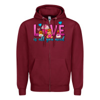Burgundy Love Is All You Need Valentines Day Frappe Coffee Zipper Hoodie - FaDigitalArtStudio