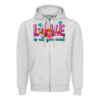 Dove Grey Love Is All You Need Valentines Day Frappe Coffee Zipper Hoodie - FaDigitalArtStudio