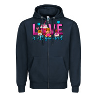 Navy Love Is All You Need Valentines Day Frappe Coffee Zipper Hoodie - FaDigitalArtStudio