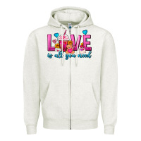 Oatmeal Heather Love Is All You Need Valentines Day Frappe Coffee Zipper Hoodie - FaDigitalArtStudio