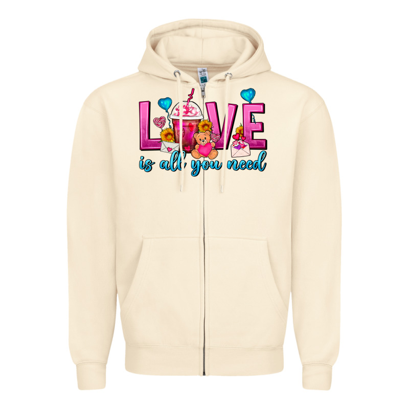 Love Is All You Need Valentines Day Frappe Coffee Zipper Hoodie by FaDigitalArtStudio | Teevron