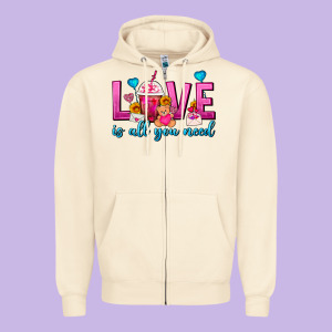 Love Is All You Need Valentines Day Frappe Coffee Zipper Hoodie Designed By Fadigitalartstudio