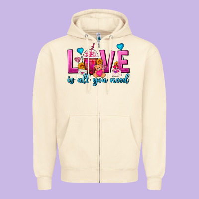 Love Is All You Need Valentines Day Frappe Coffee Zipper Hoodie Designed By Fadigitalartstudio