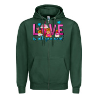 Sports Green Love Is All You Need Valentines Day Frappe Coffee Zipper Hoodie - FaDigitalArtStudio