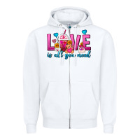White Love Is All You Need Valentines Day Frappe Coffee Zipper Hoodie - FaDigitalArtStudio