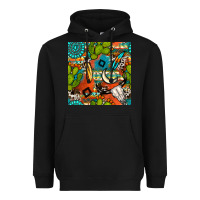 Black western cactus aztec seamless pattern Heavyweight Hoodie - BundleAndBundleShop