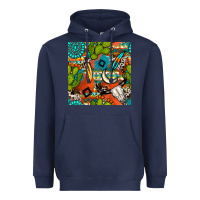 Navy western cactus aztec seamless pattern Heavyweight Hoodie - BundleAndBundleShop