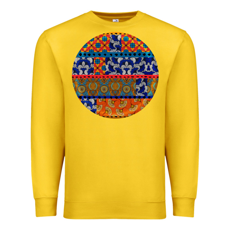 African Fabric Pattern Round Earrings Premium Sweatshirt by BundleAndBundleShop | Teevron