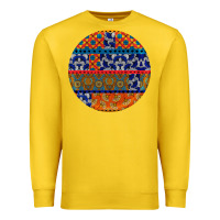 Lemon african fabric pattern round earrings Premium Sweatshirt - BundleAndBundleShop