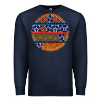 Navy african fabric pattern round earrings Premium Sweatshirt - BundleAndBundleShop