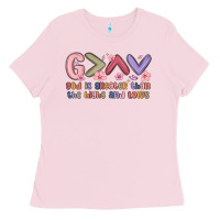 Bubblegum Pink god is greater than the highs and lows Ladies Tee - MaliasSmallBusiness
