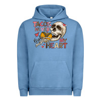 Pigment Pebble Blue Tacos Never Broke My Heart Urban Hoodie - CowhideDigitalArt