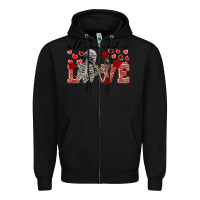 Black Skeleton all you need is love Zipper Hoodie - FaDigitalArtStudio