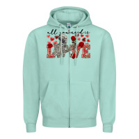 Seafoam Skeleton all you need is love Zipper Hoodie - FaDigitalArtStudio