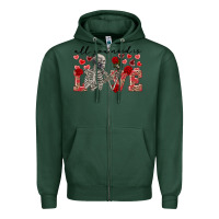 Sports Green Skeleton all you need is love Zipper Hoodie - FaDigitalArtStudio