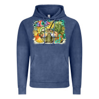 Vintage Denim coconut with fruits  background Vintage Hoodie - BarkalooDesign