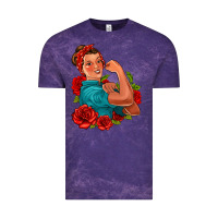Cloud Purple hispanic strong woman with roses Vintage Tee - Jasminsmagicworld