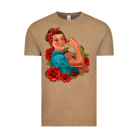 Vintage Coffee hispanic strong woman with roses Vintage Tee - Jasminsmagicworld