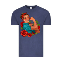Vintage Denim hispanic strong woman with roses Vintage Tee - Jasminsmagicworld