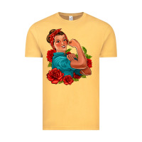 Vintage Mustard hispanic strong woman with roses Vintage Tee - Jasminsmagicworld