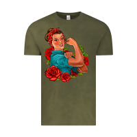 Vintage Olive hispanic strong woman with roses Vintage Tee - Jasminsmagicworld