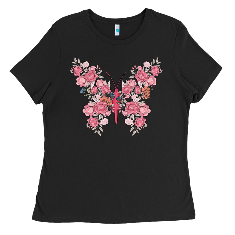 Floral Butterfly Ladies Tee by MaliasSmallBusiness | Teevron