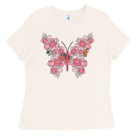 Bone floral butterfly Ladies Tee - MaliasSmallBusiness