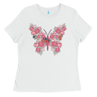 White floral butterfly Ladies Tee - MaliasSmallBusiness