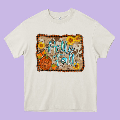 Hello Fall Heavy Core Tee Designed By Adodesignshop
