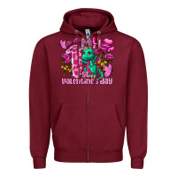 Burgundy My first Valentine's Day Dragon Zipper Hoodie - FaDigitalArtStudio