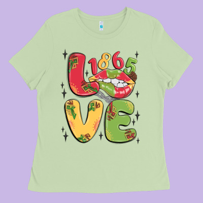 Love Juneteenth Lips Ladies Tee Designed By Maliassmallbusiness
