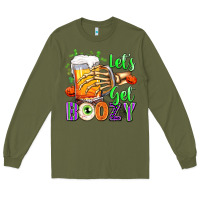Army Green Lets Get Boozy Long Sleeve Tee - texasbilliewilder