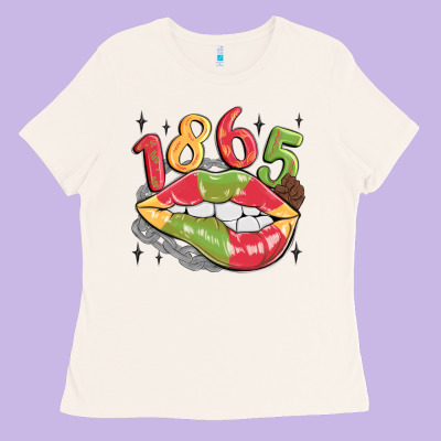 1865 Juneteenth Lips Ladies Tee Designed By Maliassmallbusiness