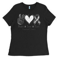Black Peace Love Cure Carcinoid Cancer Ladies Tee - Jasminsmagicworld