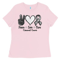 Bubblegum Pink Peace Love Cure Carcinoid Cancer Ladies Tee - Jasminsmagicworld