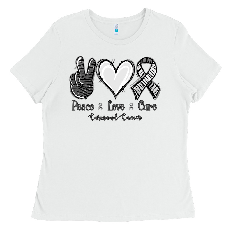 Peace Love Cure Carcinoid Cancer Ladies Tee by Jasminsmagicworld | Teevron