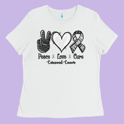 Peace Love Cure Carcinoid Cancer Ladies Tee Designed By Jasminsmagicworld