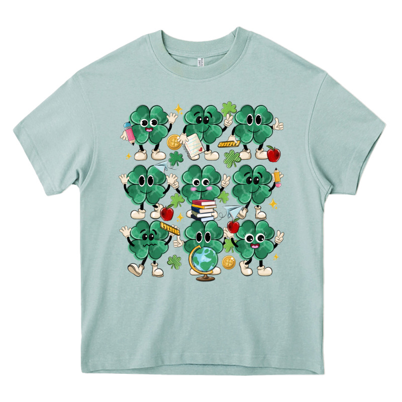 Teacher St Patrick Day Clovers Heavy Core Tee by MaliasSmallBusiness | Teevron