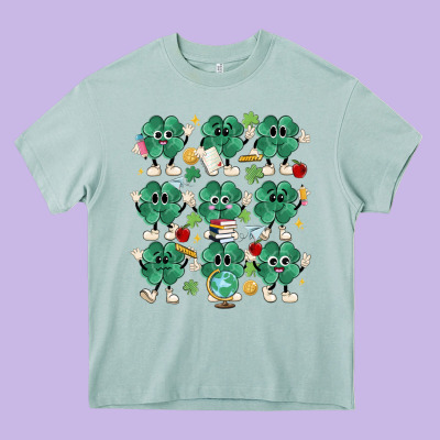 Teacher St Patrick Day Clovers Heavy Core Tee Designed By Maliassmallbusiness
