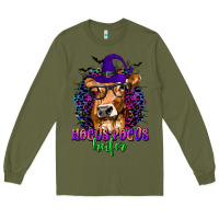 Army Green Hocus Pocus Heifer with Cow and Halloween Long Sleeve Tee - texasbilliewilder